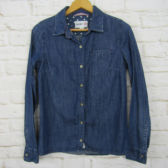 Feed USA + Target Long Sleee Button Down Denim - Picture 1 of 8